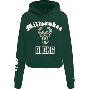 Pro Standard Womens NBA Old English Cropped Pullover Hoodie(Forest Green)