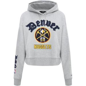 Pro Standard Womens NBA Old English Cropped Pullover Hoodie(Heather Grey)