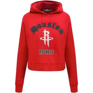 Pro Standard Womens NBA Old English Cropped Pullover Hoodie(Red)