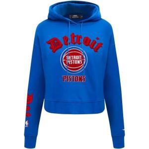 Pro Standard Womens NBA Old English Cropped Pullover Hoodie(Royal Blue)