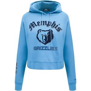 Pro Standard Womens NBA Old English Cropped Pullover Hoodie(University Blue)