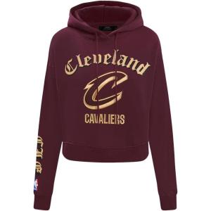 Pro Standard Womens NBA Old English Cropped Pullover Hoodie(Wine)