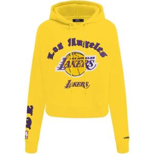 Pro Standard Womens NBA Old English Cropped Pullover Hoodie(Yellow)