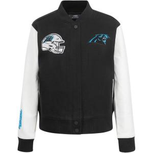 Pro Standard Womens NFL Carolina Panthers Classic Chenille Varsity Jacket Black/White XS