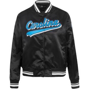 Pro Standard Womens NFL Carolina Panthers Script Tail Satin Jacket Black S