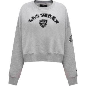 Pro Standard Womens NFL Classic Chenille Brushed Back French Terry Crewneck Sweatshirt(Heather Grey)