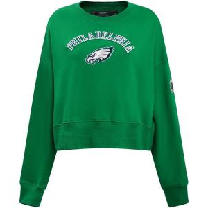 Pro Standard Womens NFL Classic Chenille Brushed Back French Terry Crewneck Sweatshirt(Kelly Green)