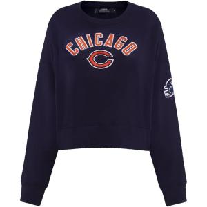 Pro Standard Womens NFL Classic Chenille Brushed Back French Terry Crewneck Sweatshirt(Midnight Navy)