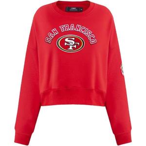 Pro Standard Womens NFL Classic Chenille Brushed Back French Terry Crewneck Sweatshirt(Red)