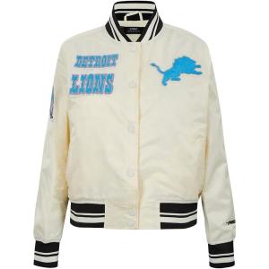 Pro Standard Womens NFL Detroit Lions Retro Classics Satin Jacket Eggshell/Black M
