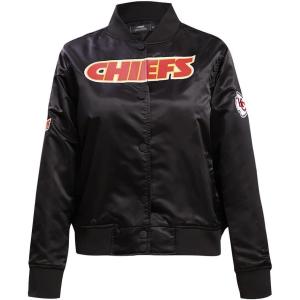 Pro Standard Womens NFL Kansas City Chiefs Classic Chenille Satin Jacket Black L