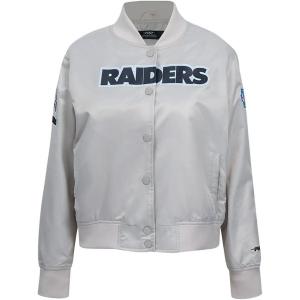 Pro Standard Womens NFL Las Vegas Raiders Classic Chenille Satin Jacket Silver M