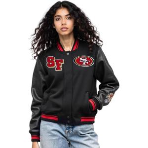 Pro Standard Womens NFL Mash Up Varsity Jacket(Black/Red/Black)
