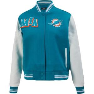 Pro Standard Womens NFL Mash Up Varsity Jacket(Teal/White)