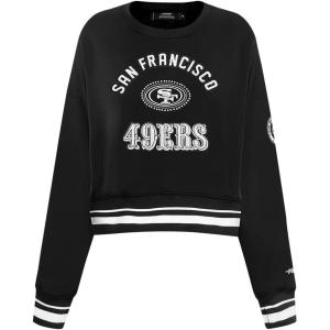 Pro Standard Womens NFL Pearls Brushed Back French Terry Crewneck Sweatshirt(Black)
