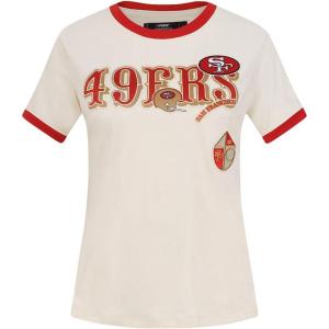 Pro Standard Womens NFL Retro Cascade Short Sleeve Slim Tee(Eggshell/ Red)