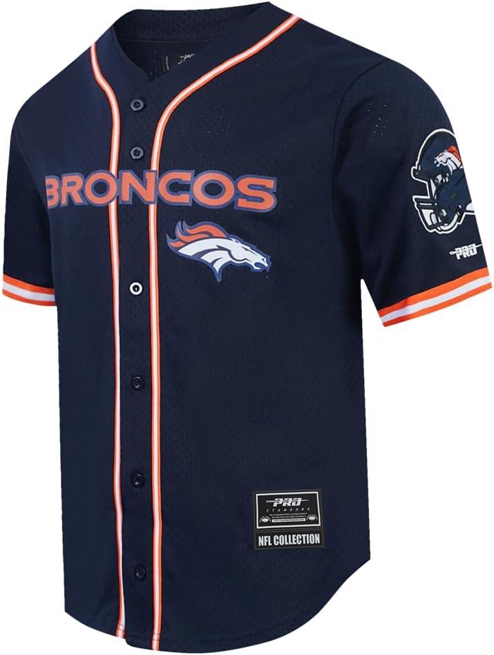 imagePro Standard Mens NFL Mesh Button Down TopMidnight NavyOrange