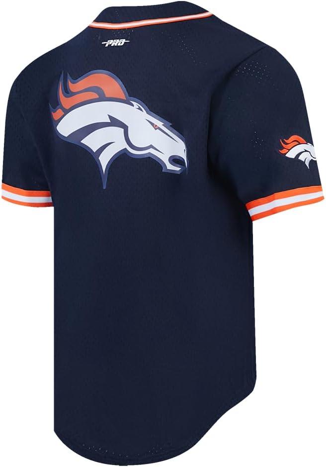 imagePro Standard Mens NFL Mesh Button Down TopMidnight NavyOrange