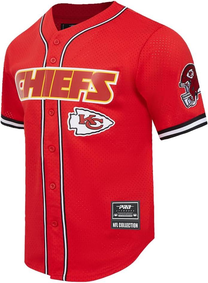 imagePro Standard Mens NFL Mesh Button Down TopRedBlack