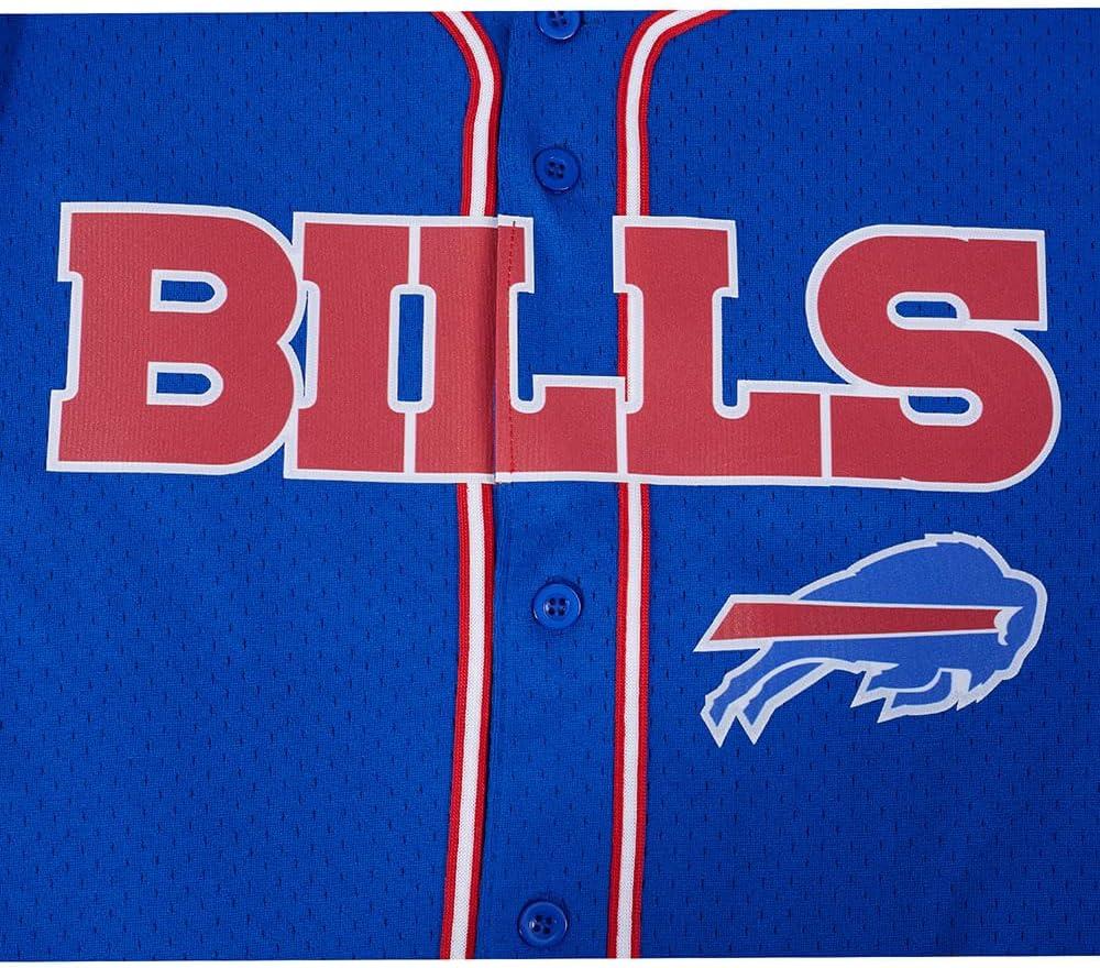imagePro Standard Mens NFL Mesh Button Down TopRoyal BlueRed
