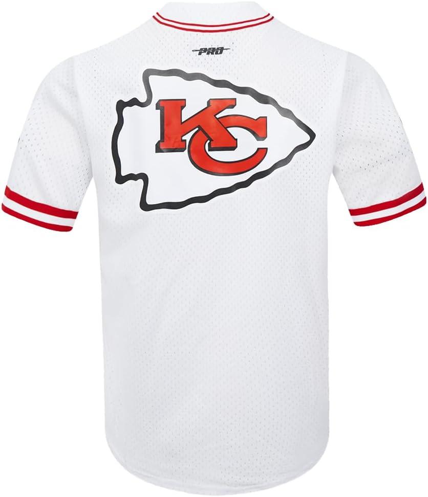 imagePro Standard Mens NFL Mesh Button Down TopWhiteRed