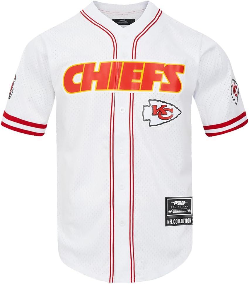 imagePro Standard Mens NFL Mesh Button Down TopWhiteRed