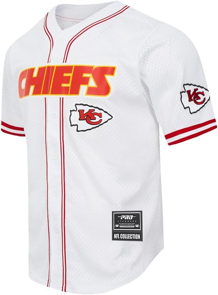 imagePro Standard Mens NFL Mesh Button Down TopWhiteRed