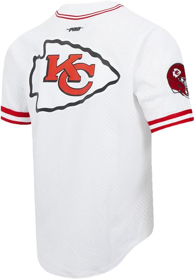 imagePro Standard Mens NFL Mesh Button Down TopWhiteRed