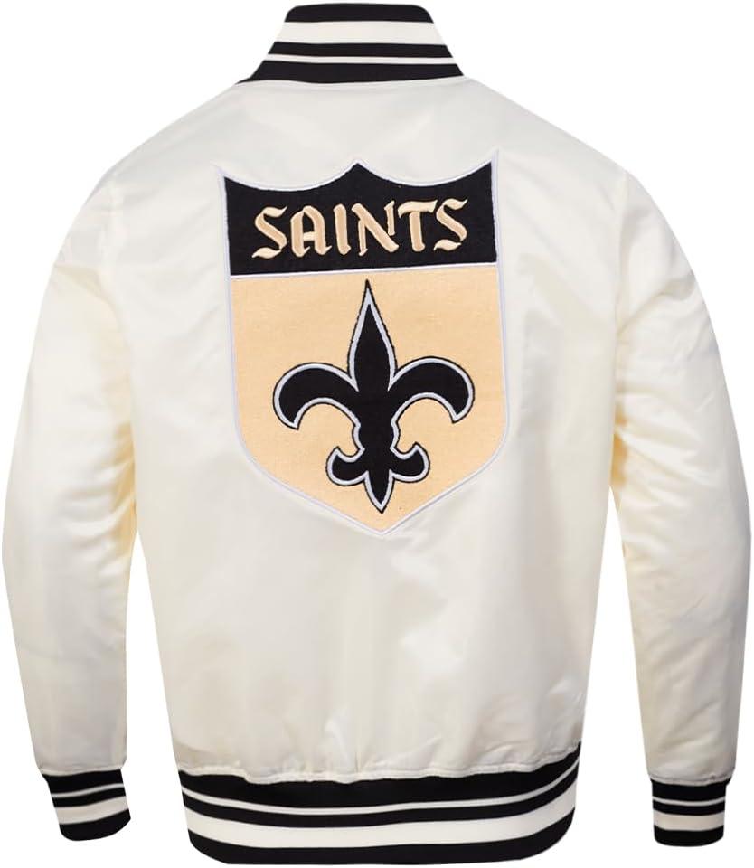 imagePro Standard Mens NFL Retro Classics Satin JacketEggshell Black