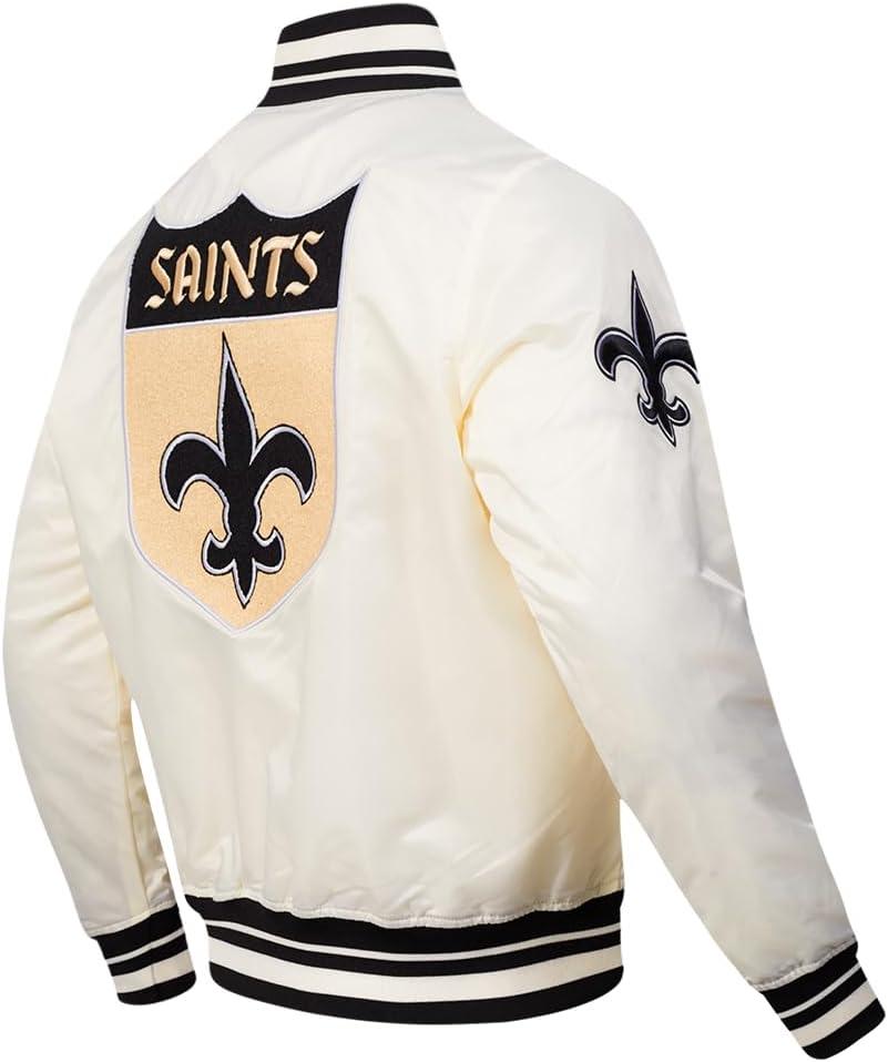 imagePro Standard Mens NFL Retro Classics Satin JacketEggshell Black