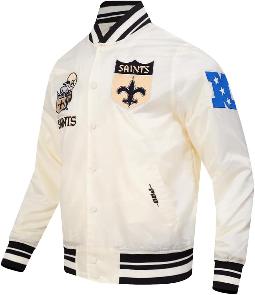 imagePro Standard Mens NFL Retro Classics Satin JacketEggshell Black