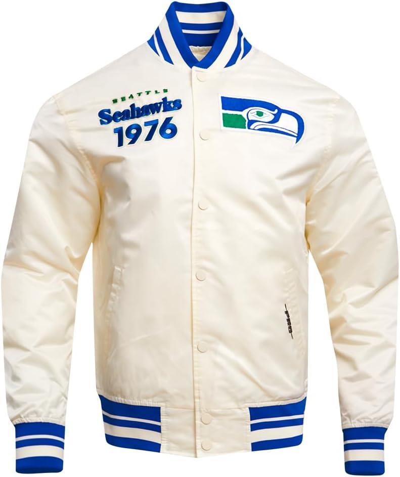 imagePro Standard Mens NFL Retro Classics Satin JacketOffwhite