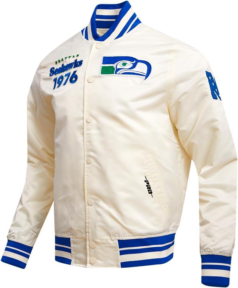 imagePro Standard Mens NFL Retro Classics Satin JacketOffwhite