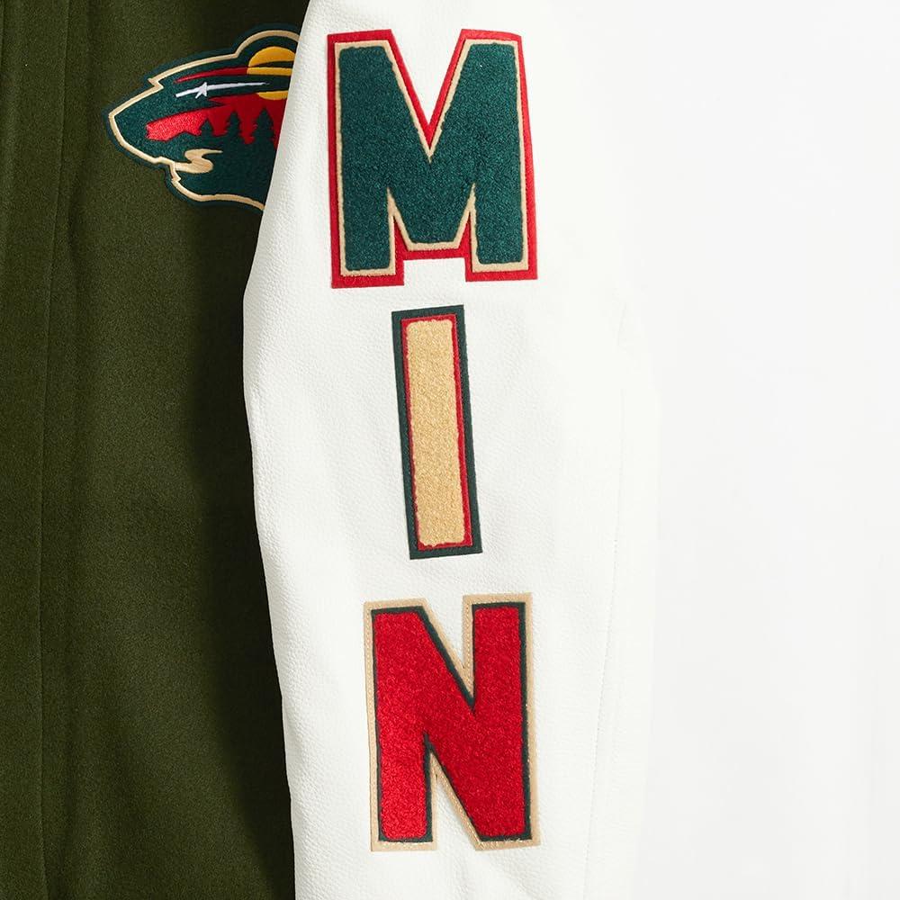 imagePro Standard Mens NHL Classic Varsity JacketForest GreenWhite