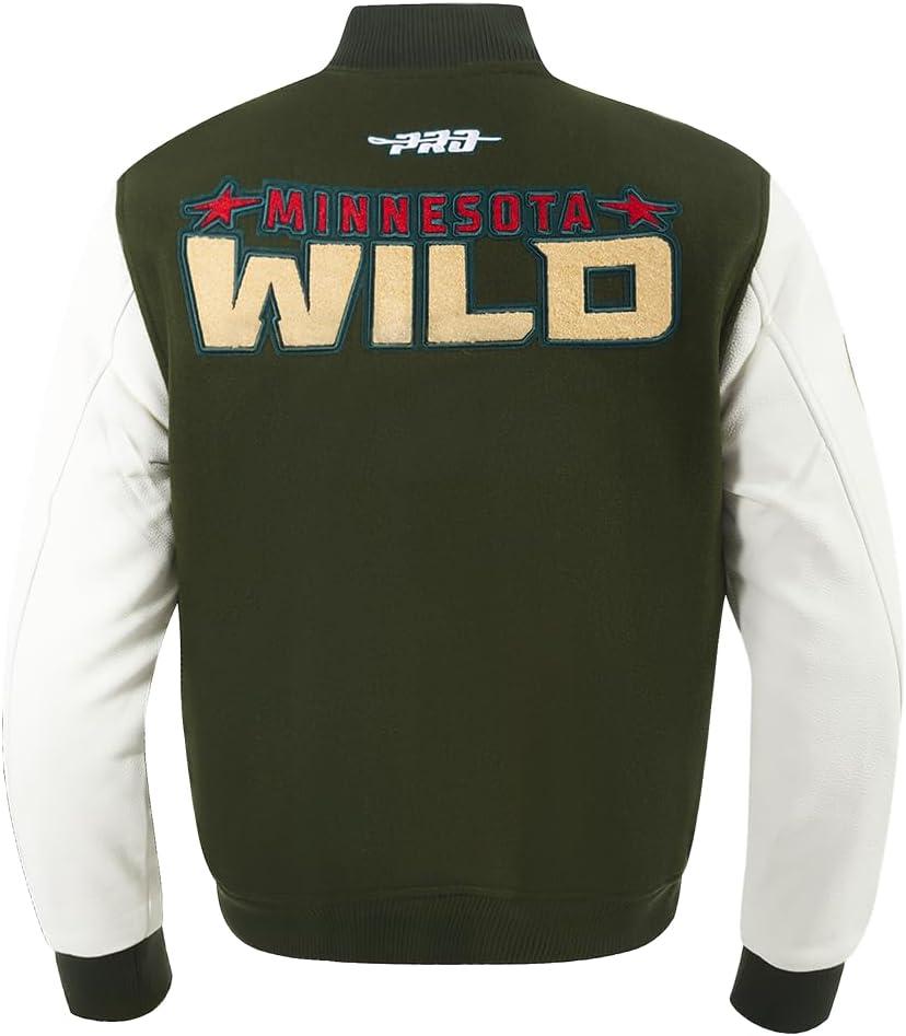 imagePro Standard Mens NHL Classic Varsity JacketForest GreenWhite