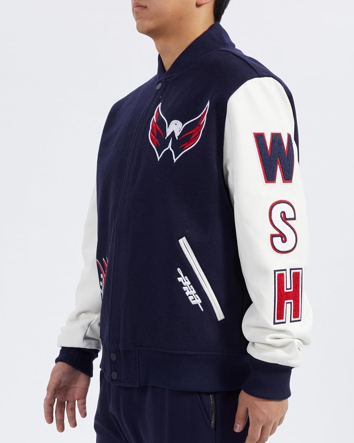 imagePro Standard Mens NHL Classic Varsity JacketMidnight NavyWhite