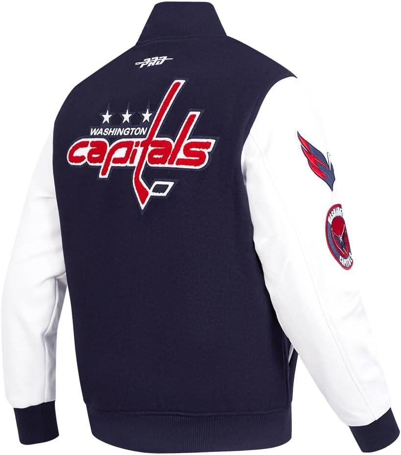 imagePro Standard Mens NHL Classic Varsity JacketMidnight NavyWhite