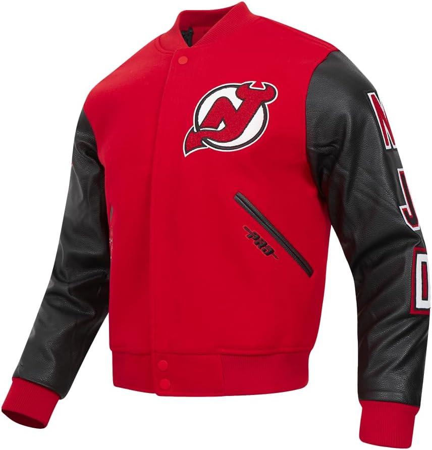 imagePro Standard Mens NHL Classic Varsity JacketRedBlack