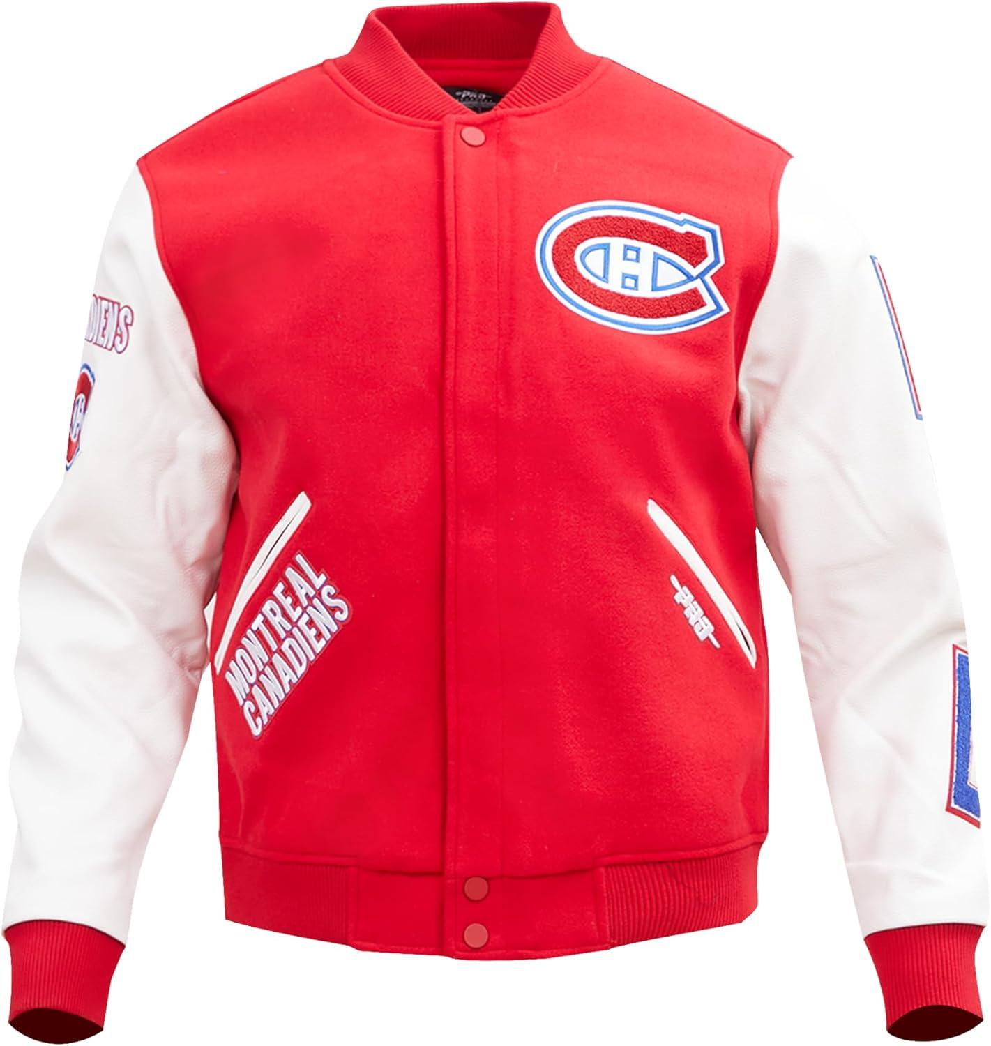 imagePro Standard Mens NHL Classic Varsity JacketRedWhite