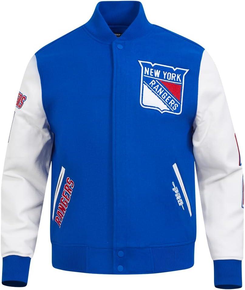 imagePro Standard Mens NHL Classic Varsity JacketRoyal BlueWhite