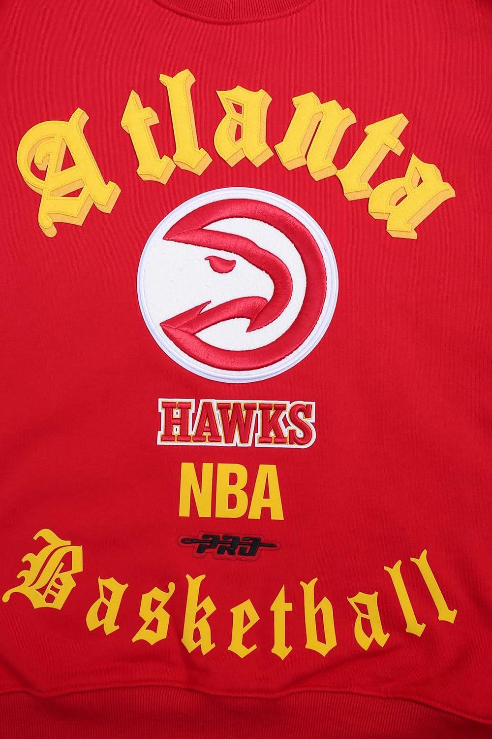 imagePro Standard NBA mens Mens Nba Old English Brushed Back French Terry Crewneck SweatshirtRed