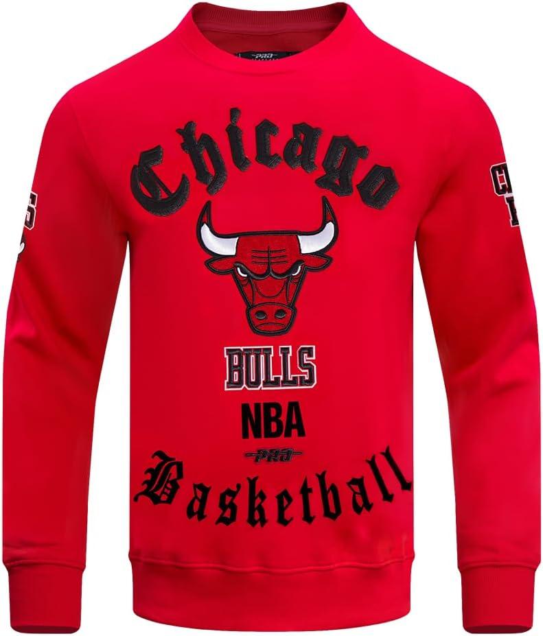 imagePro Standard NBA mens Mens Nba Old English Brushed Back French Terry Crewneck SweatshirtRed