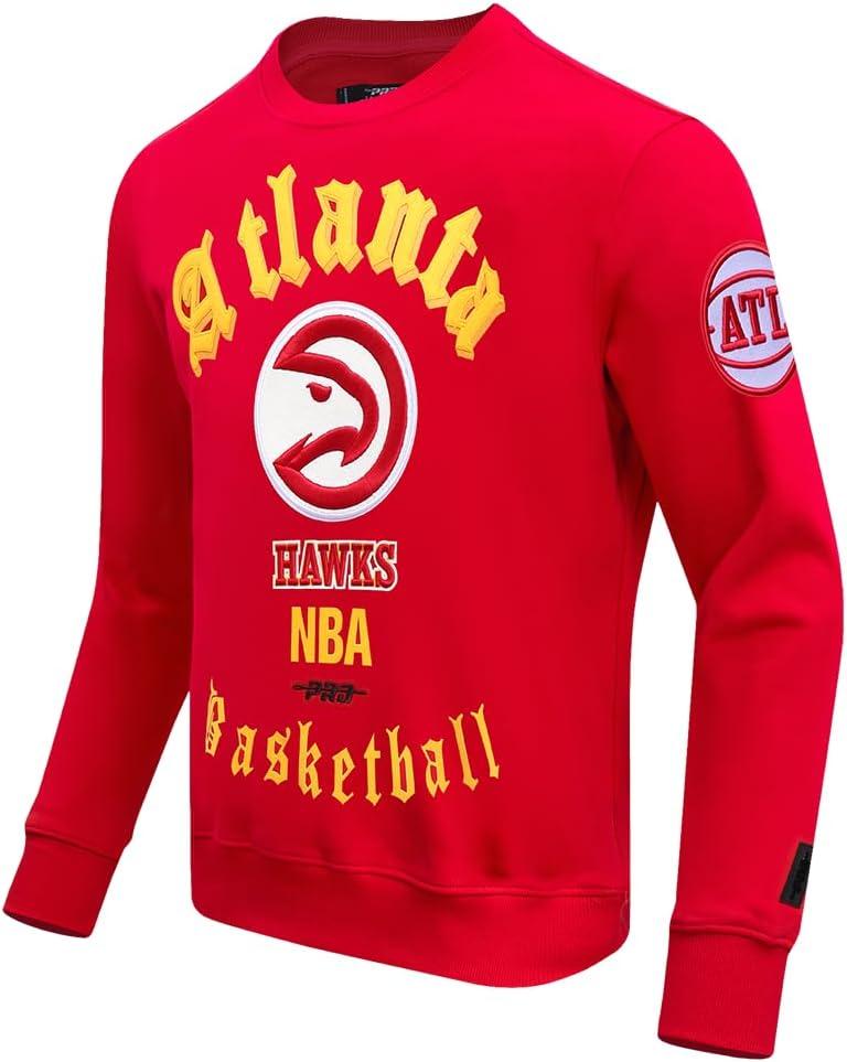 imagePro Standard NBA mens Mens Nba Old English Brushed Back French Terry Crewneck SweatshirtRed