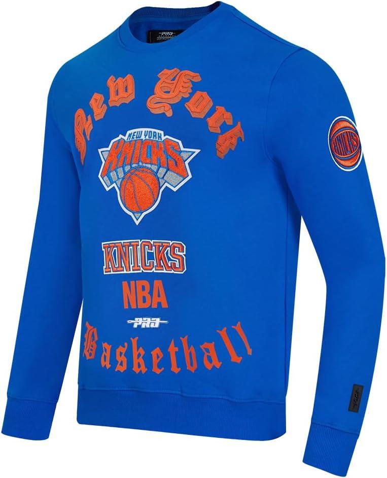 imagePro Standard NBA mens Mens Nba Old English Brushed Back French Terry Crewneck SweatshirtRoyal Blue