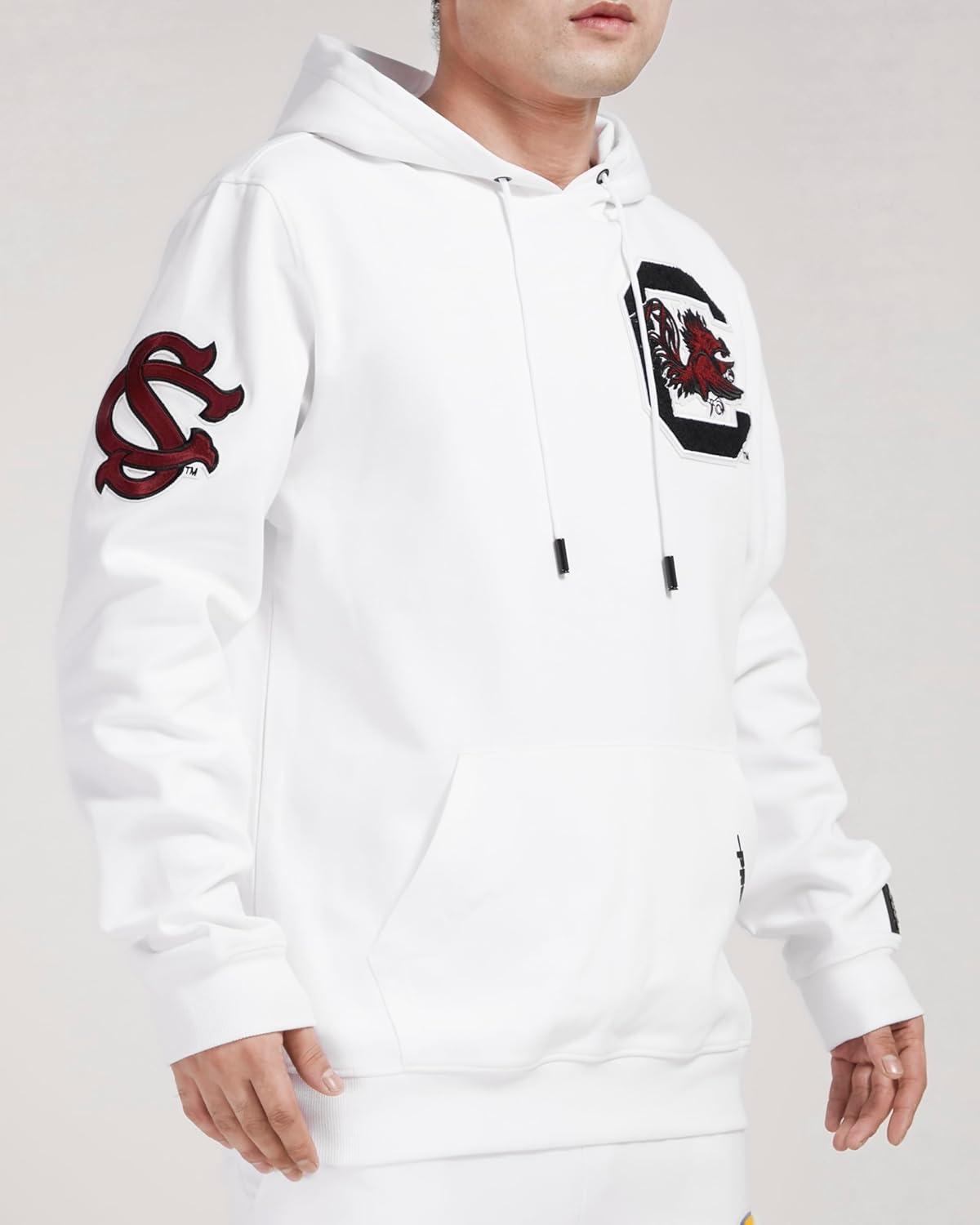 imagePro Standard NCAA mens Mens College Classic Chenille Cotton Double Knit Pull Over HoodieWhite