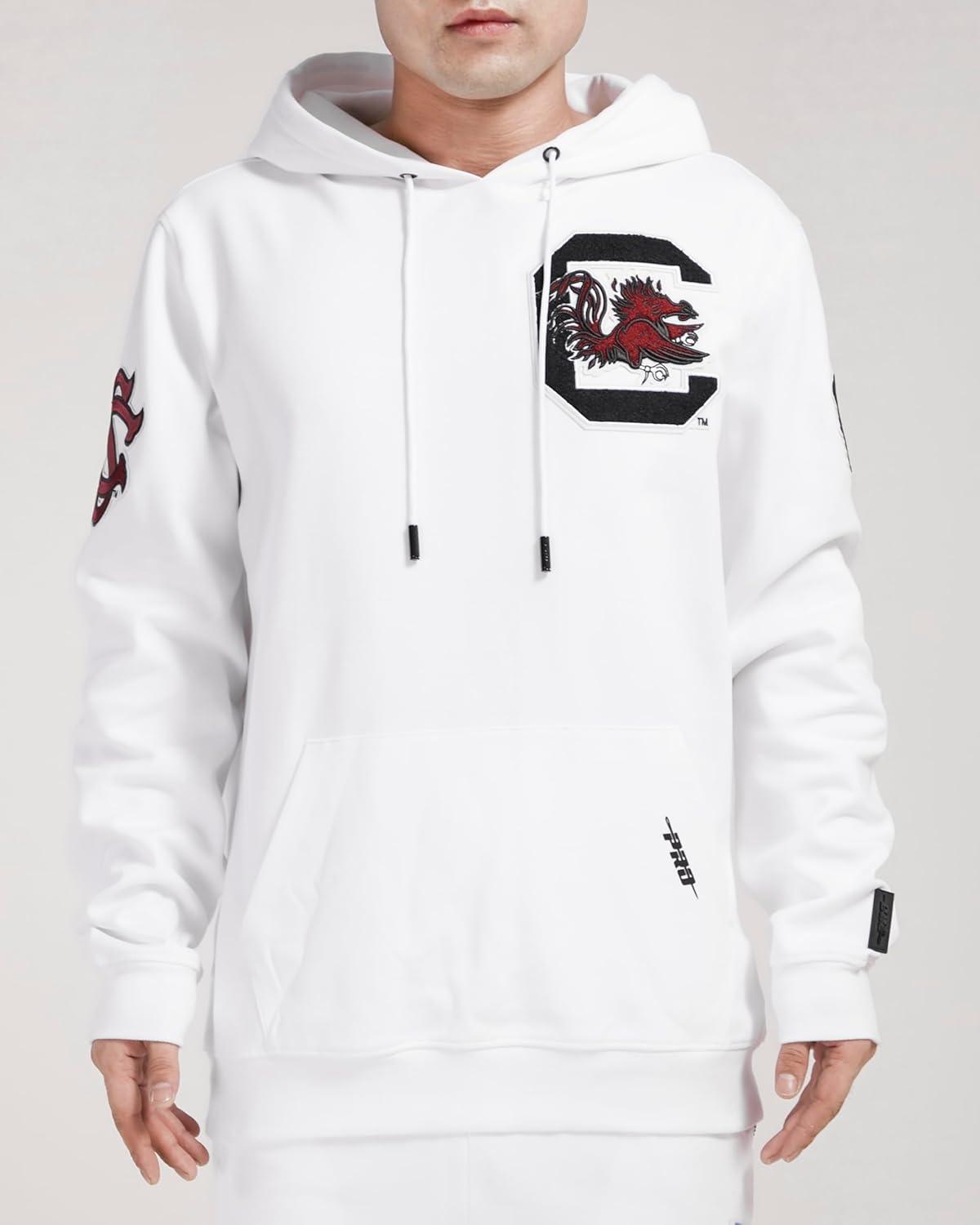 imagePro Standard NCAA mens Mens College Classic Chenille Cotton Double Knit Pull Over HoodieWhite