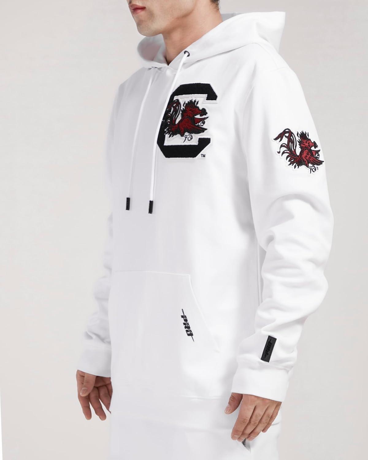 imagePro Standard NCAA mens Mens College Classic Chenille Cotton Double Knit Pull Over HoodieWhite