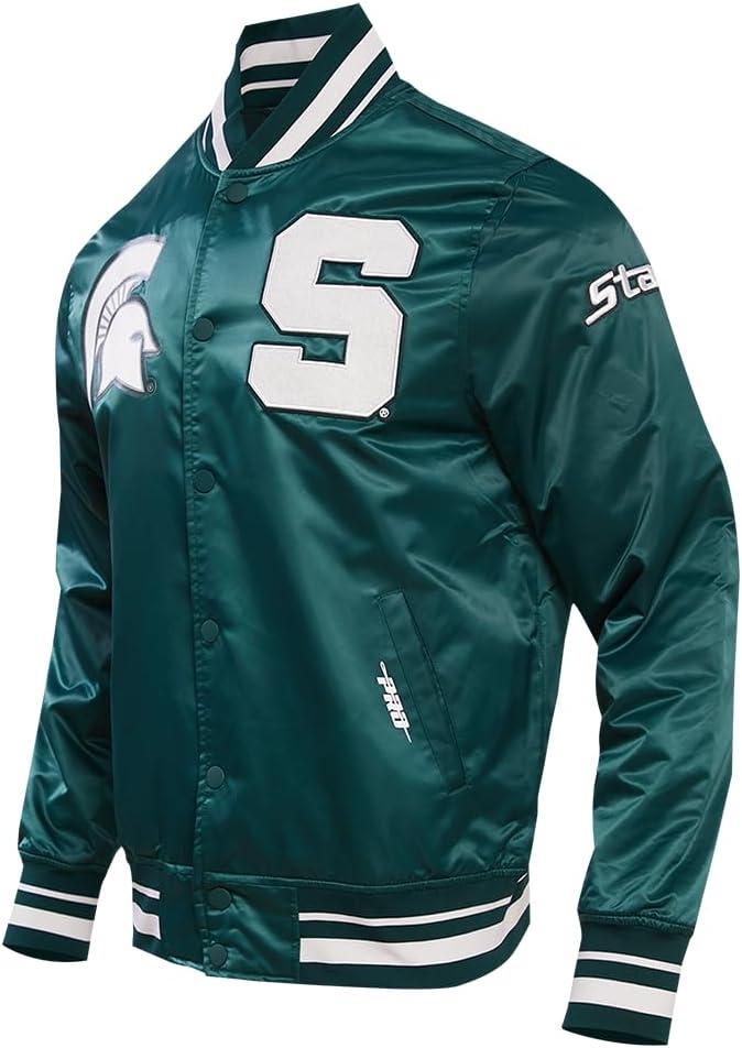 imagePro Standard NCAA mens Mens College Classic Chenille Satin JacketForest Green