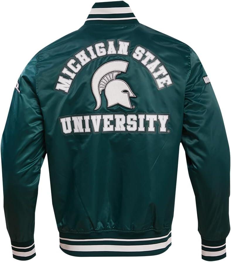 imagePro Standard NCAA mens Mens College Classic Chenille Satin JacketForest Green