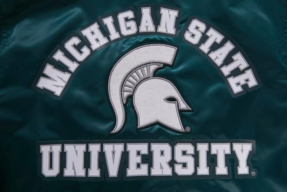 imagePro Standard NCAA mens Mens College Classic Chenille Satin JacketForest Green